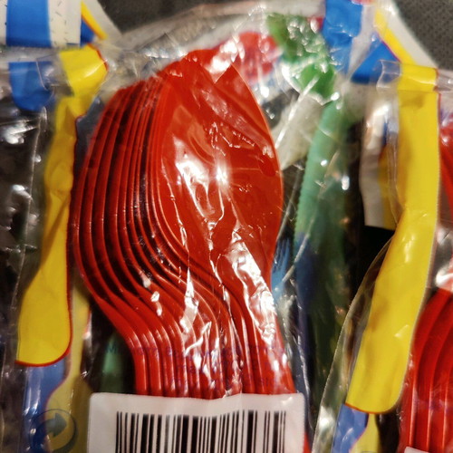 Set of red plastic spoons and forks new, 50 pieces