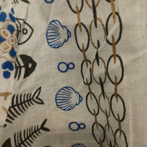 Beach Kaftan like new, colorful cotton with sea motifs