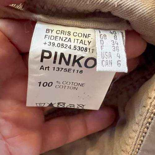 Pinko shorts bermuda new, beige with green stripe, 100% cotton, size S
