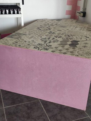Wooden pedestal used for stage or professional spa pedicure lilac