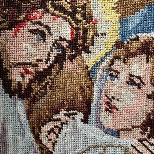 Handmade framed textile painting like new, 0.49x0.34 m