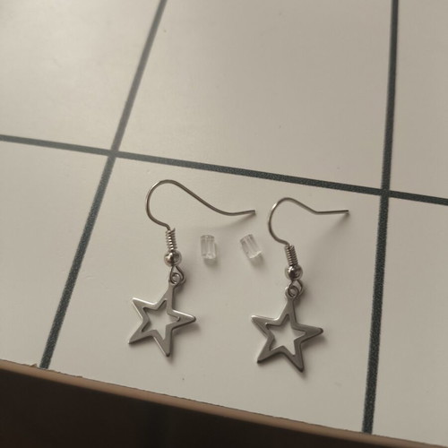 Silver Star Earrings made-to-order with plastic stoppers