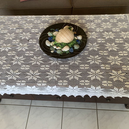 Vintage Handmade Crochet Tablecloth 130x94 cm Used