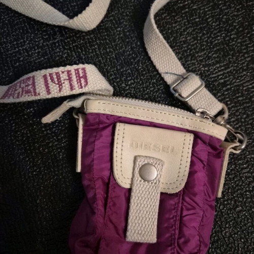 Diesel crossbody bag used, purple with beige details