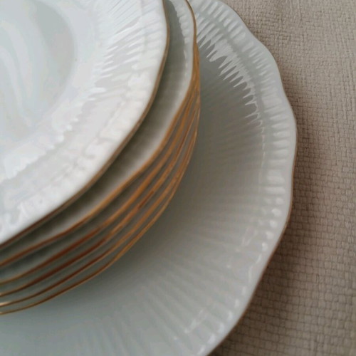Vintage white porcelain dessert set, 7 pieces, Studio Collection by Family