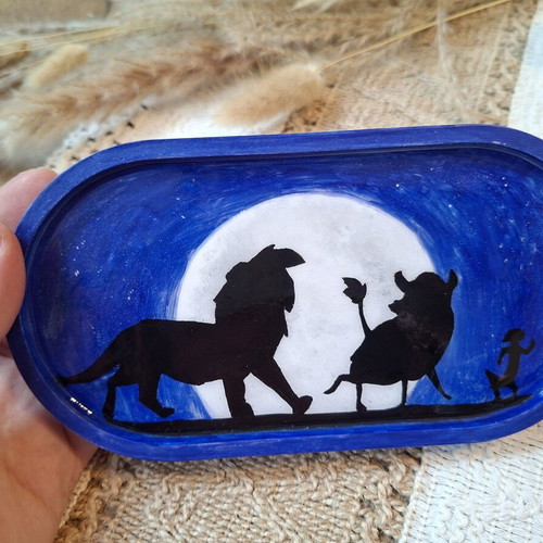 Handmade plaster tray painted with acrylics and UV resin finish