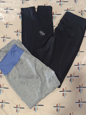 H&M black Capri leggings and Crivit grey leggings, size S