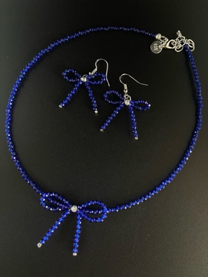 Choker and earrings blue spinel and silver 925 new