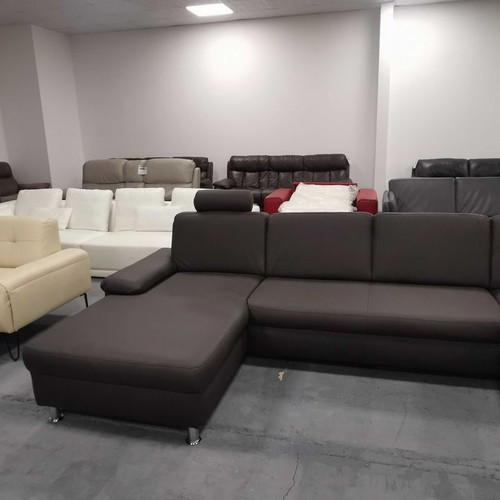 Brown-gray leather corner sofa CARO new with storage function