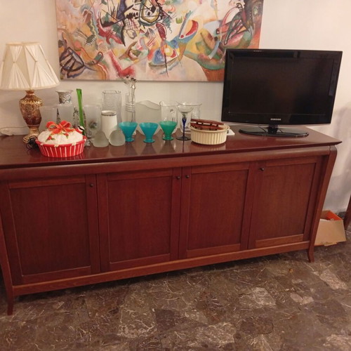 Vintage dining set with extendable wooden table, 6 chairs and buffet used