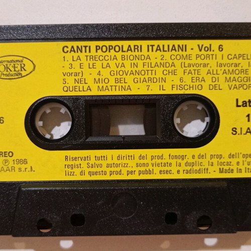 Κασέτα Canti Popolari Italiani - Gruppo Folk I Paesani μεταχειρισμένη