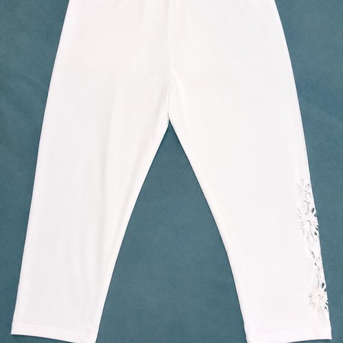 Girls' blouse and capri leggings set new, blue and white with lace and daisies