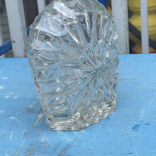 Vintage Crystal Whiskey Decanter with Stopper used, heavy cut glass