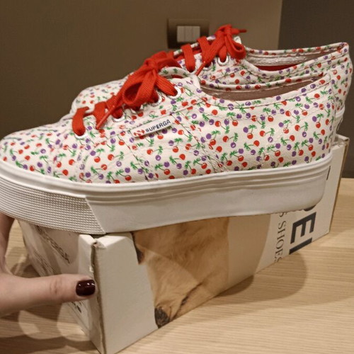 Superga sneakers platform like new, size 39, white and red