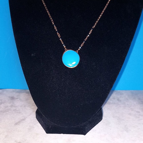 Gregio silver gold-plated necklace with blue enamel and hematite stones