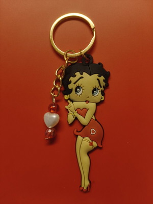 Μπρελόκ Betty Boop καινούργιο, ανοξείδωτο ατσάλι, μαύρο και κόκκινο