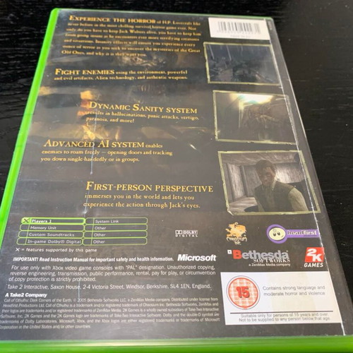 Call of Cthulhu Dark Corners of the Earth Xbox game used
