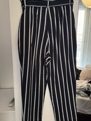 H&M high-waisted pants like new, size 38, dark blue with white stripes