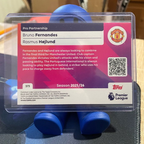 Topps Premier League Pro Partnership Bruno Fernandes, Rasmus Hojlund 2025-26 #373 Silver like new