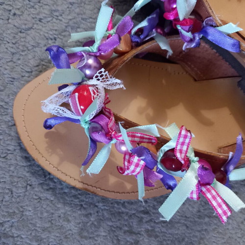 Handmade leather flip flops size 36 like new, multicolor