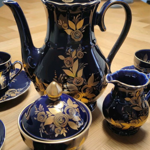 Vintage Cobalt Tea Set 22 Carat Bavaria Echt Cobalt, new