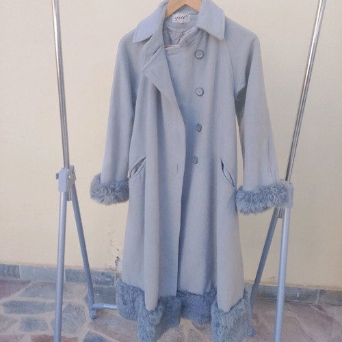 Yell vintage coat used, size S 36, gray turquoise