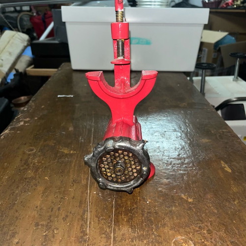 Antique manual meat grinder used, 1950s, ideal for decor