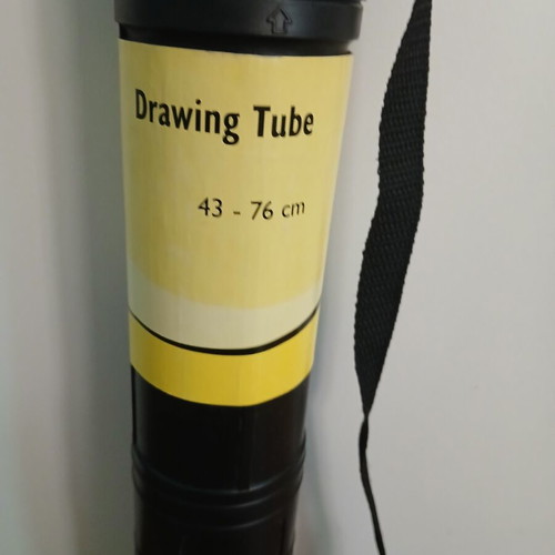 Drawing Tube with Strap like new, yellow cap, 43-76 cm length
