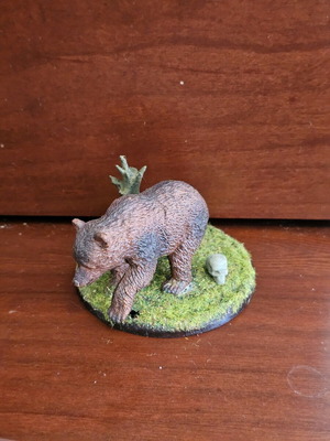 Bear with hand-painted base like new for dnd and tabletop games