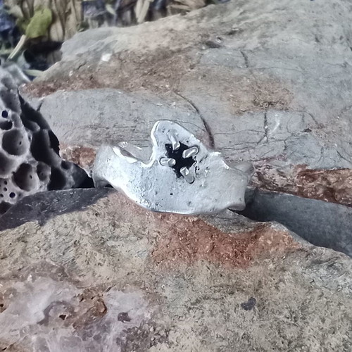 Silver ring 925 with black diamond, like new, size 54