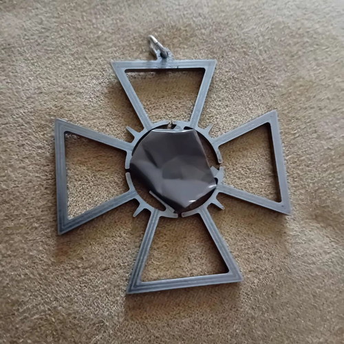 Large German Cross pendant made of steel used, 5.5cm x 5.5cm