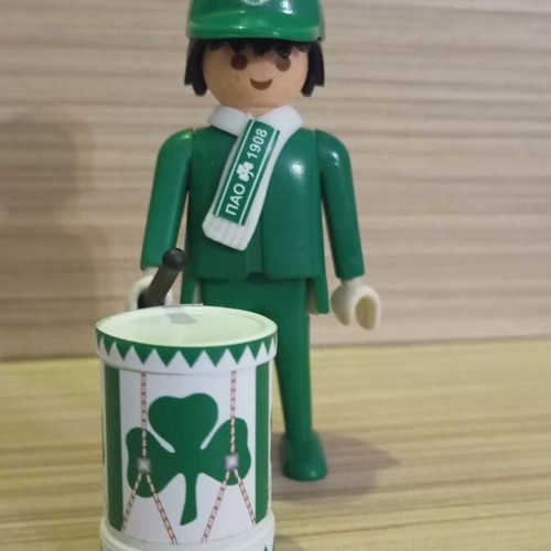 Playmobil Panathinaikos Fan Figure like new with drum