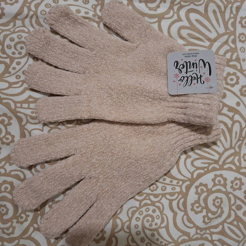 Beige chenille gloves new
