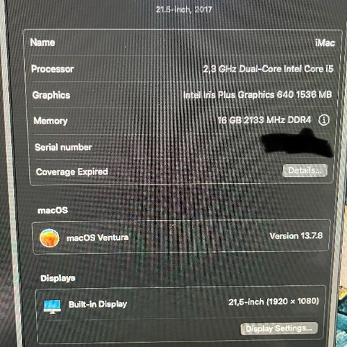 iMac 21.5” 2017 like new