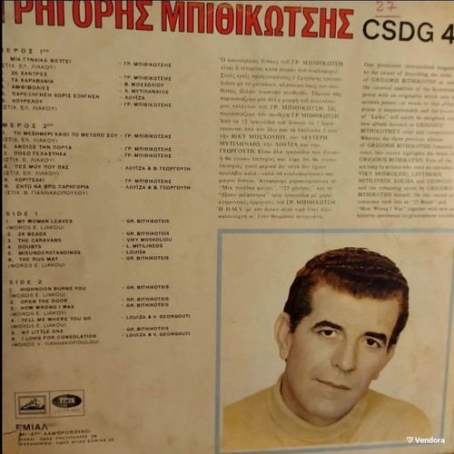 Grigoris Bithikotsis Mia Gynaika Fevgei LP used, laiko
