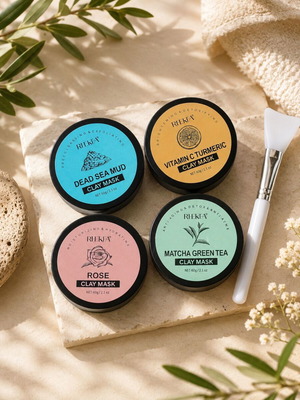 Rnekfa Clay Mask Kit 4 masks 60ml with application brush new