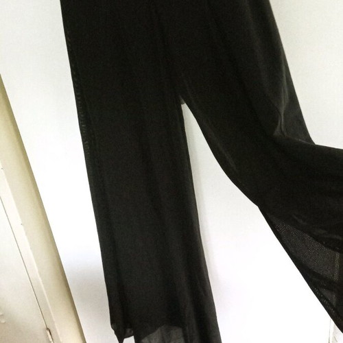 Wide black palazzo pants with ruched waist, size L
