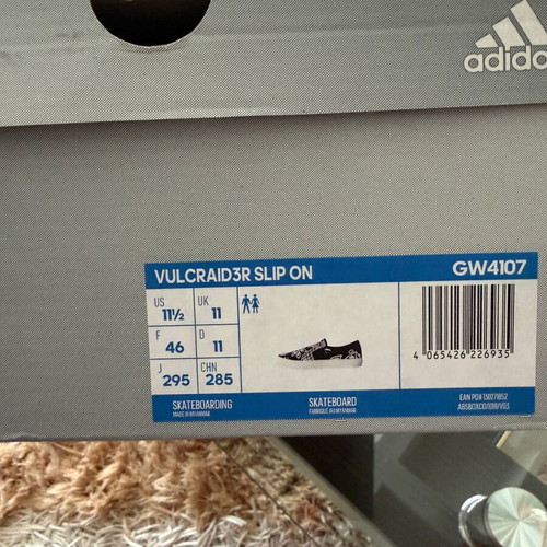 Adidas slip on shoes new, size 46, black and white