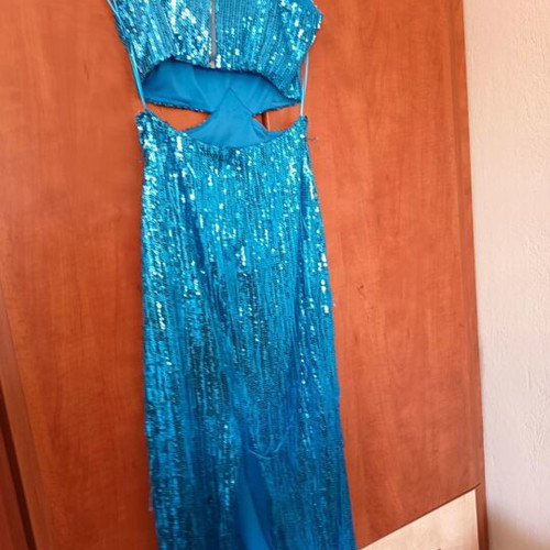 Enzzo midi dress with sequins, blue, size S