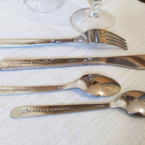 Vintage Cyprus Airways glassware and cutlery set like new