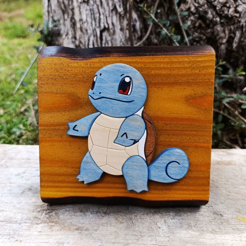 Handmade wooden Squirtle decorative plaque, Pokemon, 15x15 cm