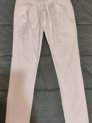 High-waisted white pants with pleats and buttons Zara like new