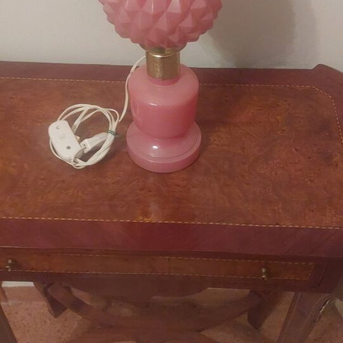 Vintage table lamp 1970 like new, double pink glass