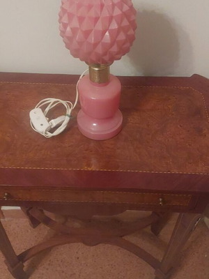 Vintage table lamp 1970 like new, double pink glass