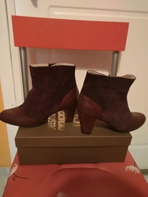 Handmade boots new size 36, leather and suede burgundy
