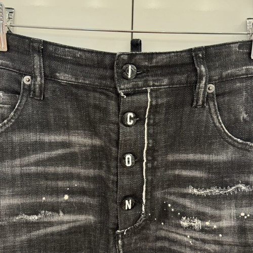 Dsquared2 Dalma Distressed Denim Mini Skirt new, size 40, black and grey