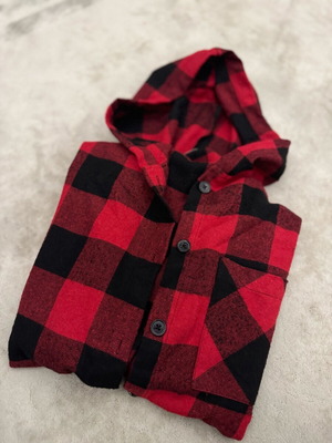 Women's checked shirt like new, black and red, size S