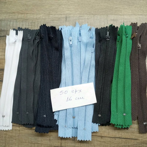 Zippers new, pack of 50 pcs 16 cm in various colors