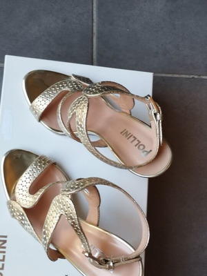 Pollini leather gold sandals new, size 37