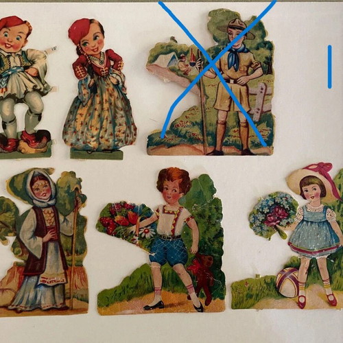 Vintage Greek Traditional Costume Paper Scraps, pack of 5